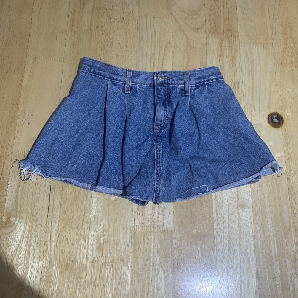 Levi's High Rise Pleated Skirt Girls Size 12 Adjustable Waist Blue VGUC